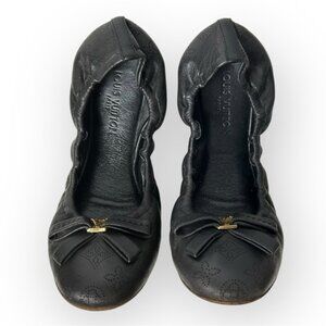 Louis Vuitton Black Monogram Leather Elba Scrunch Ballet Flats 36.5